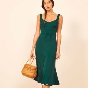 Reformation Sigrid Emerald Green Corset Dress